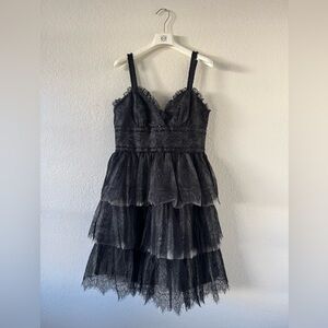 Monique Lhuillier Black Lace Dress